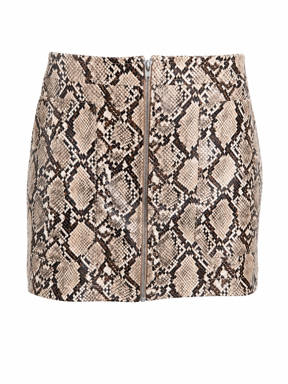 Free People Snakeskin Mini Skirt‎ Zip Front Y2K Indie Sleaze Moto Chic-Size 8